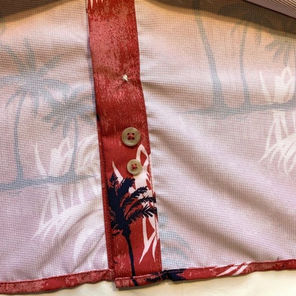 Chaps Button Down Shirt Mens Medium Tropical Short Sleeve Wicking Sun Protection - Picture 9 of 12